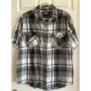Rugged Wear Multi-Pocket Gusset Shirt Mens XL Plaid Short Sleeve